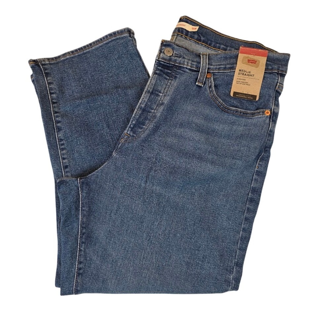 Levis Womens 16W Wedgie Straight Jeans Blue High Rise Button Fly A09770003 NEW